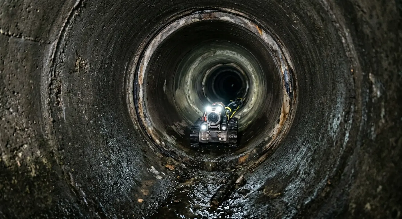 Robotic sewer camera inspecting pipe interior for Sewer Line Cleaning in Brandon